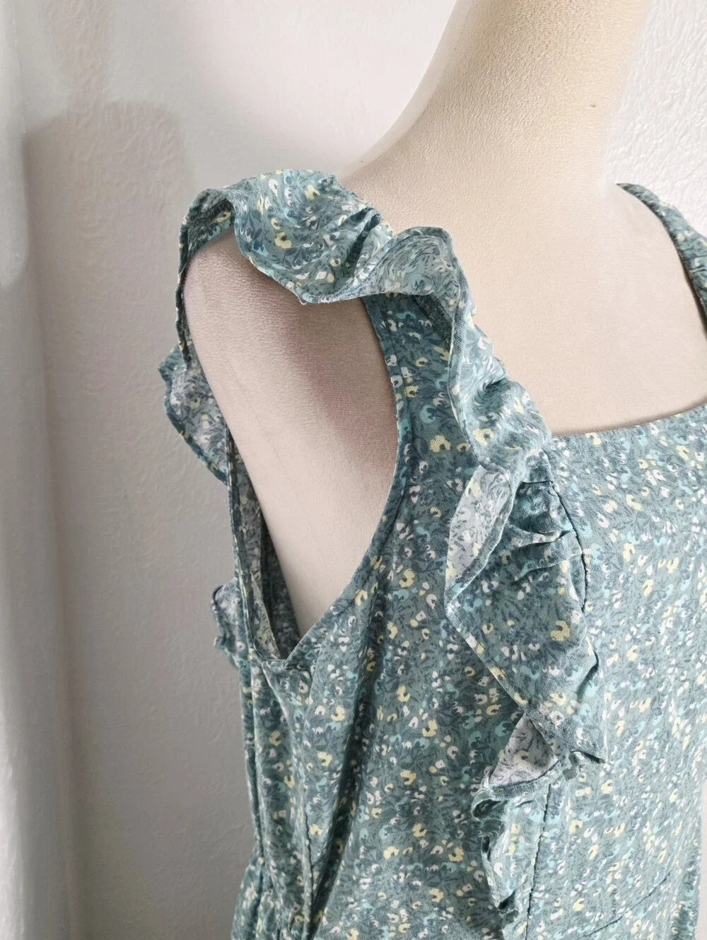 a.n.a Teal, Green & Yellow Floral Ruffled Tie in Back Maxi Dress, Size XXL, NWT - Picture 3 of 12